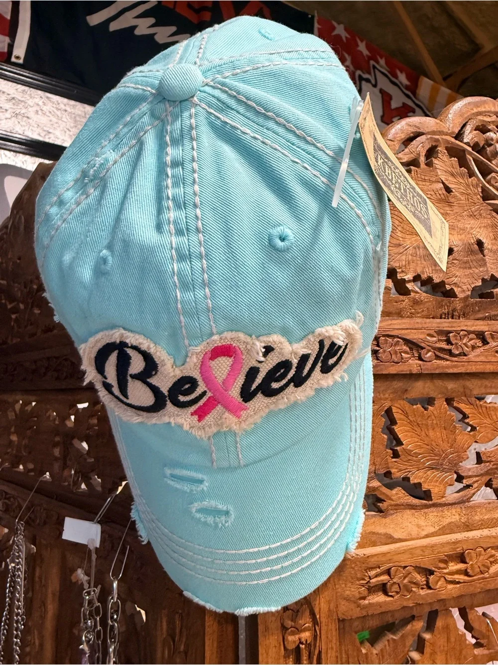 Kids Pink Distressed Mesh-Back Baseball Cap